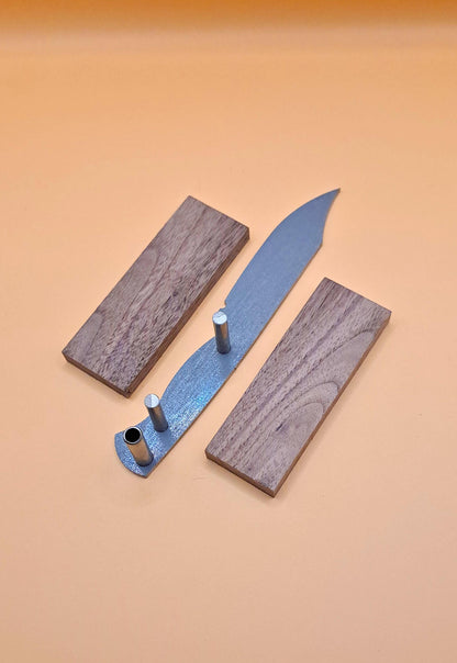 DIY Hunting Knife Making Kit: 7 Inch Clip Point High Carbon Steel Blade, Exotic Wood Handles