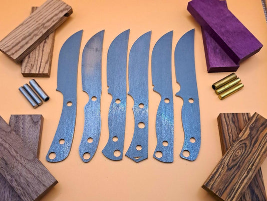 DIY Hunting Knife Making Kit: 7 Inch Skinner High Carbon Steel Blade, Exotic Wood Handles