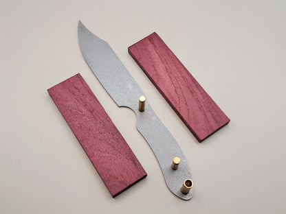 DIY Hunting Knife Making Kit: 9 Inch Clip Point High Carbon Steel Blade, Exotic Wood Handle