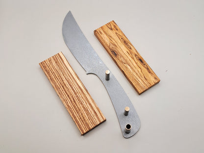 DIY Hunting Knife Making Kit: 9 Inch Skinner High Carbon Steel Blade, Exotic Wood Handles