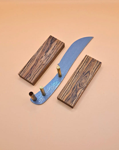 DIY Hunting Knife Making Kit: 7 Inch Skinner High Carbon Steel Blade, Exotic Wood Handles