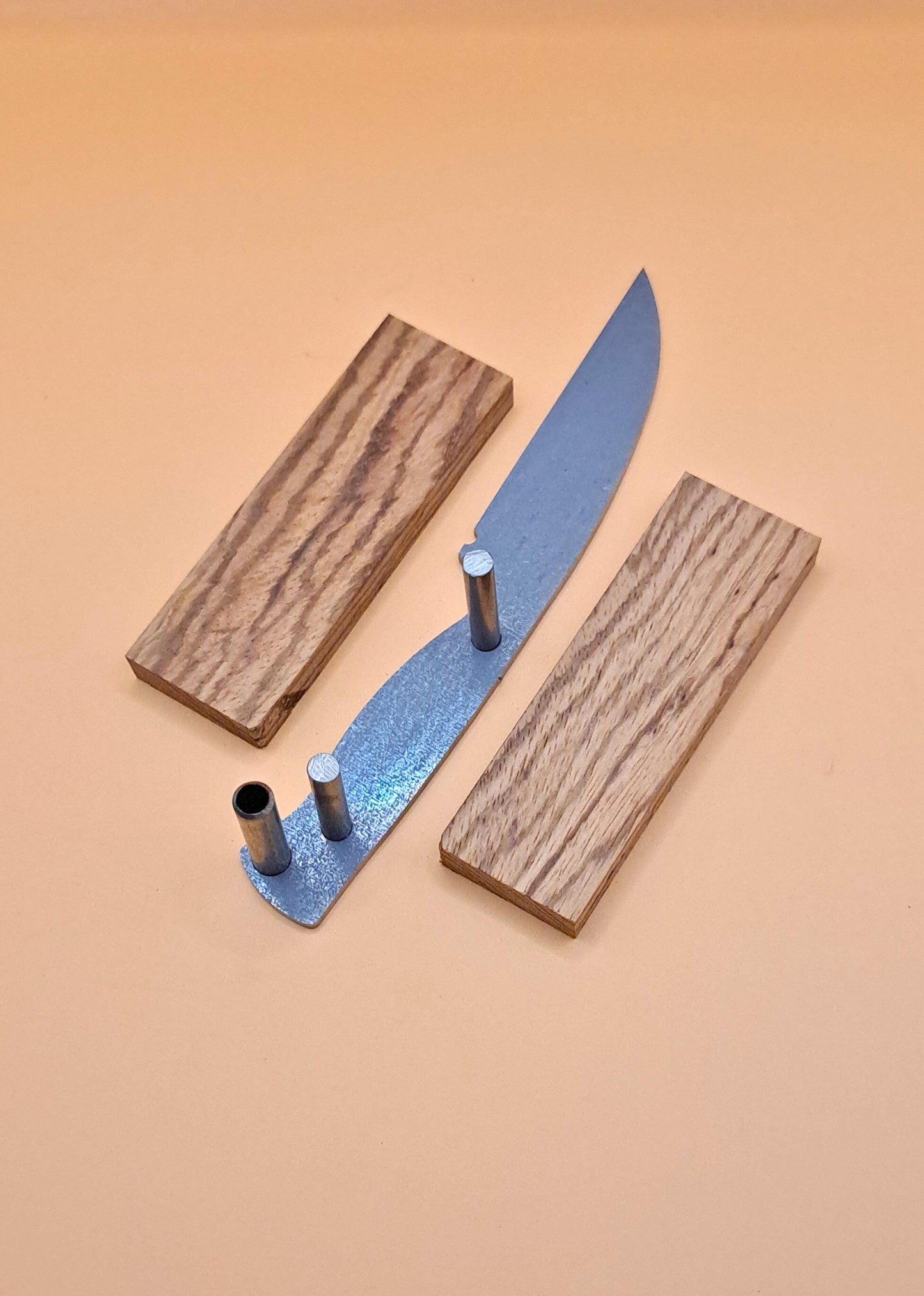 DIY Hunting Knife Making Kit: 7 Inch Wharncliffe High Carbon Steel Blade, Exotic Wood Handles