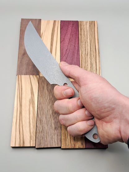 DIY Hunting Knife Making Kit: 9 Inch Skinner High Carbon Steel Blade, Exotic Wood Handles
