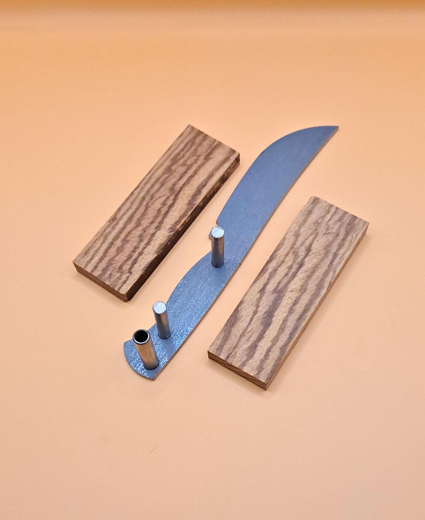 DIY Hunting Knife Making Kit: 7 Inch Skinner High Carbon Steel Blade, Exotic Wood Handles