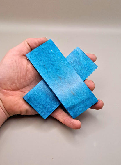 Stabilized Blue Curly Maple Knife Scales: Resin Infused Wood Handle Material