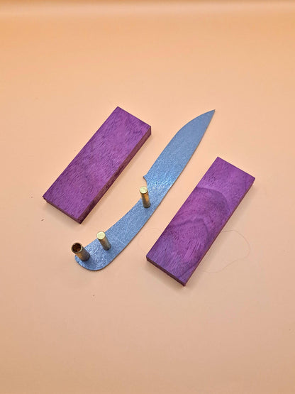 DIY Hunting Knife Making Kit: 7 Inch Drop Point High Carbon Steel Blade, Exotic Wood Handles