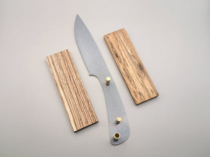 DIY Hunting Knife Making Kit: 9 Inch Drop Point Blade, High Carbon Steel, Exotic Wood Handles