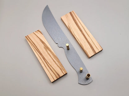 DIY Hunting Knife Making Kit: 9 Inch Skinner High Carbon Steel Blade, Exotic Wood Handles