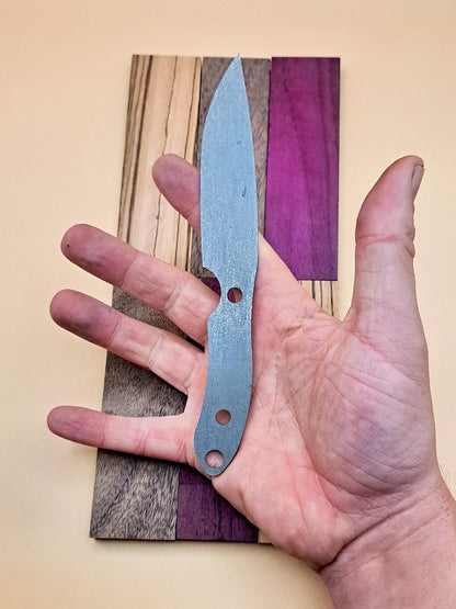 7 Inch Drop Point Knife Blank (Unfinished): High Carbon or Stainless Steel, DIY Blade