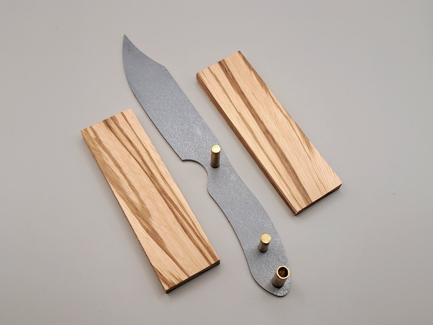 DIY Hunting Knife Making Kit: 9 Inch Clip Point High Carbon Steel Blade, Exotic Wood Handle