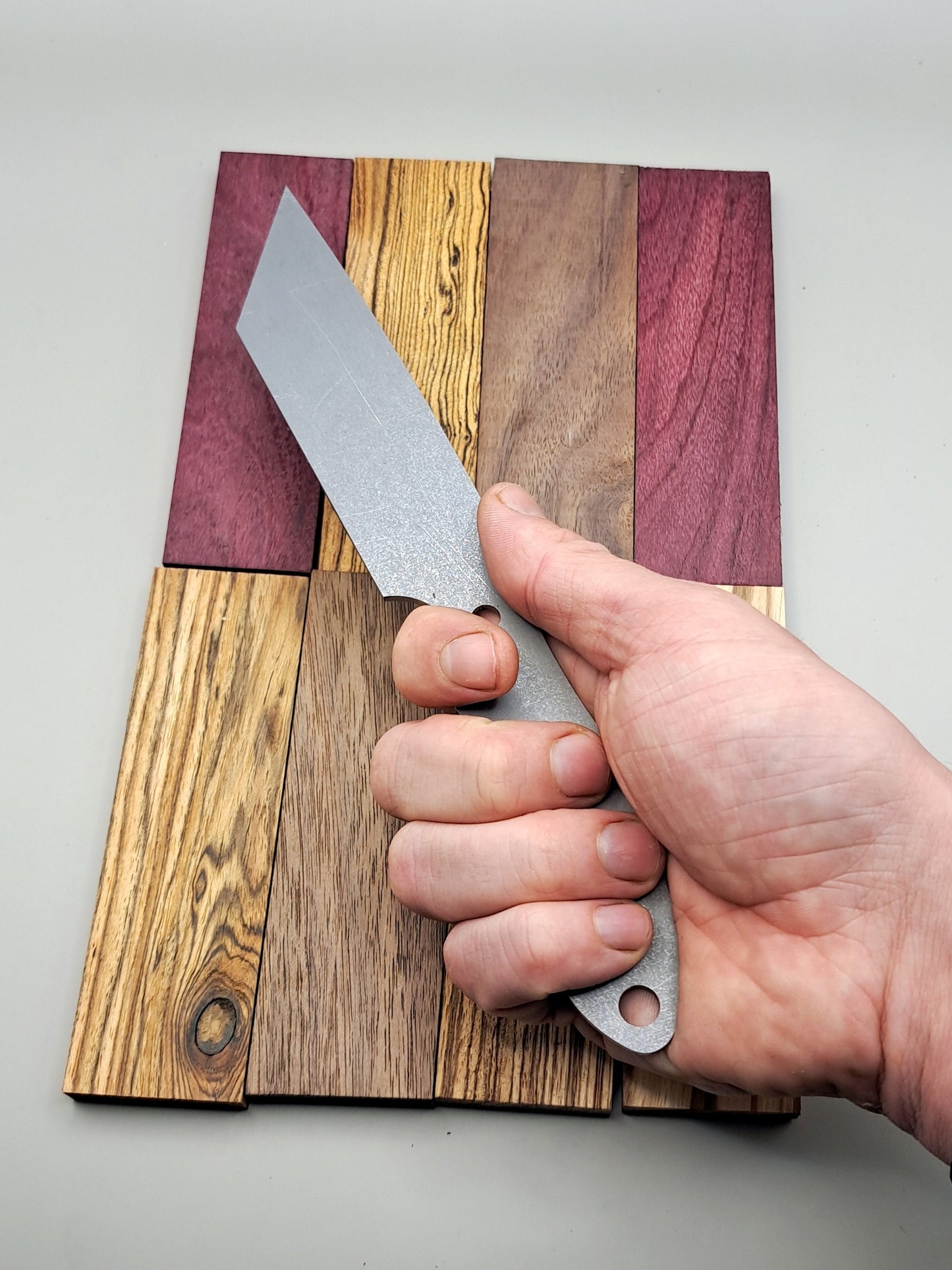 DIY Hunting Knife Making Kit: 9 Inch Tanto High Carbon Steel Blade, Exotic Wood Handles