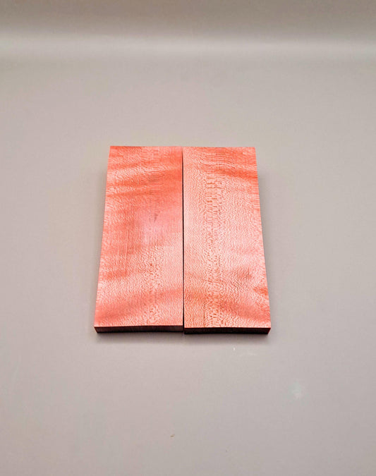 Stabilized Red Curly Maple Knife Scales, Resin Infused Wood