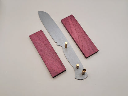 DIY Hunting Knife Making Kit: 9 Inch Sheepsfoot High Carbon Steel Blade, Exotic Wood Handles