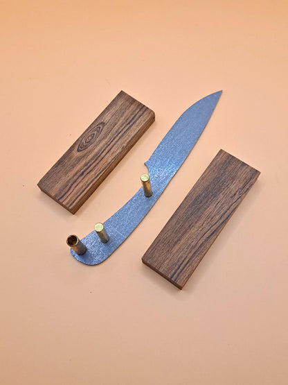 DIY Hunting Knife Making Kit: 7 Inch Drop Point High Carbon Steel Blade, Exotic Wood Handles