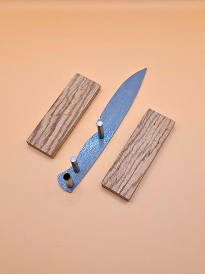 DIY Hunting Knife Making Kit: 7 Inch Drop Point High Carbon Steel Blade, Exotic Wood Handles