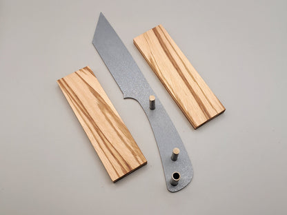 DIY Hunting Knife Making Kit: 9 Inch Tanto High Carbon Steel Blade, Exotic Wood Handles