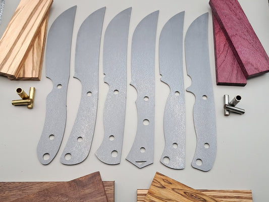 DIY Hunting Knife Making Kit: 9 Inch Skinner High Carbon Steel Blade, Exotic Wood Handles