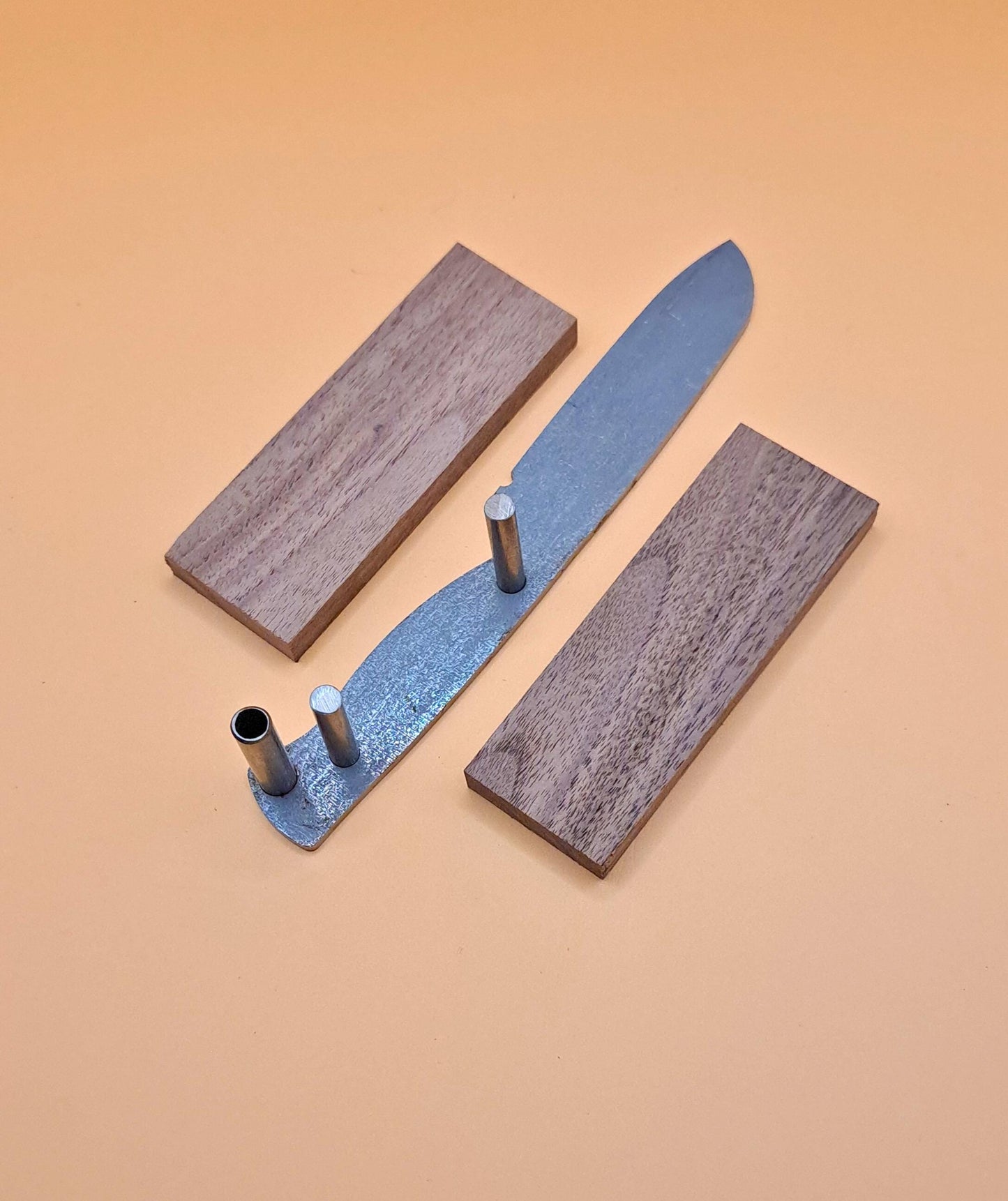 DIY Hunting Knife Making Kit: 7 Inch Sheepsfoot High Carbon Steel Blade, Exotic Wood Handles
