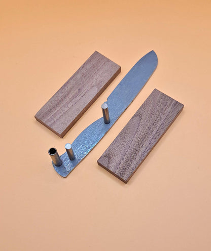 DIY Hunting Knife Making Kit: 7 Inch Sheepsfoot High Carbon Steel Blade, Exotic Wood Handles
