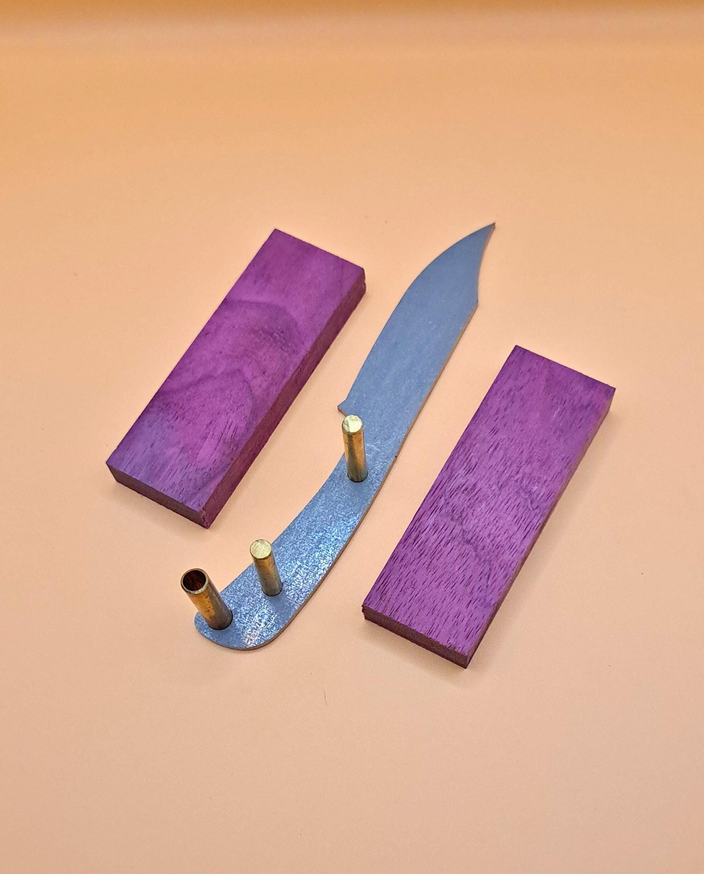 DIY Hunting Knife Making Kit: 7 Inch Clip Point High Carbon Steel Blade, Exotic Wood Handles