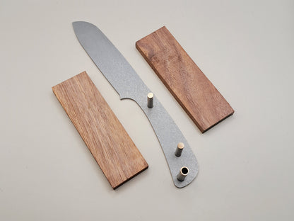 DIY Hunting Knife Making Kit: 9 Inch Sheepsfoot High Carbon Steel Blade, Exotic Wood Handles