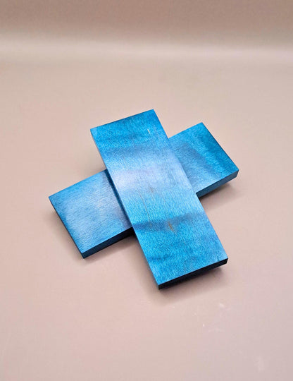 Stabilized Blue Curly Maple Knife Scales: Resin Infused Wood Handle Material