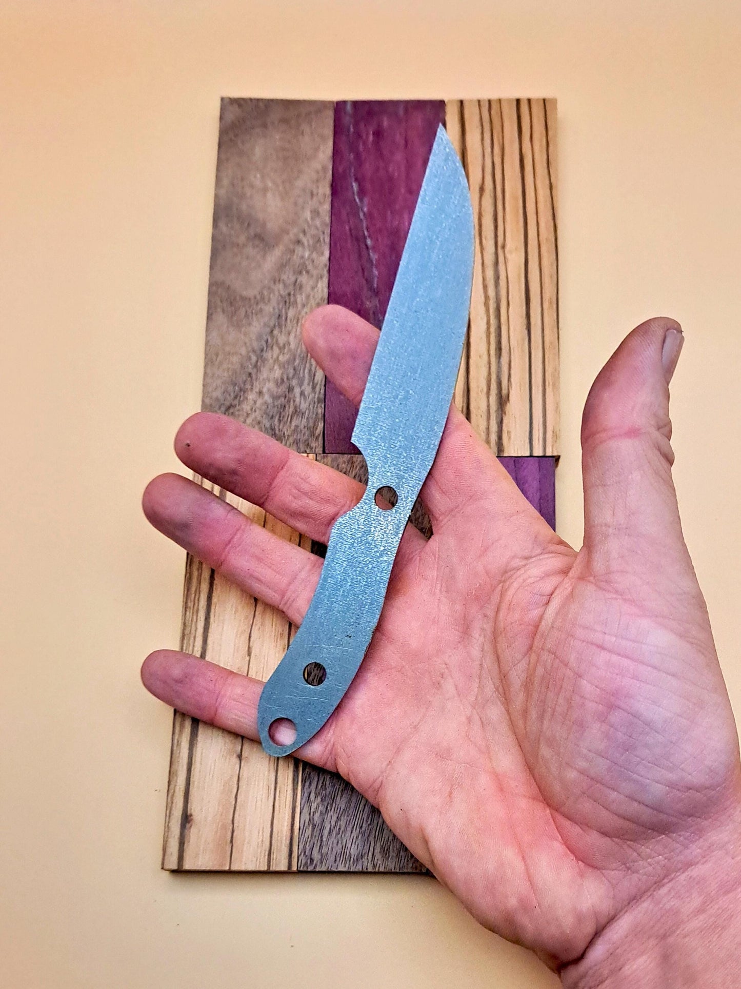 DIY Hunting Knife Making Kit: 7 Inch Wharncliffe High Carbon Steel Blade, Exotic Wood Handles