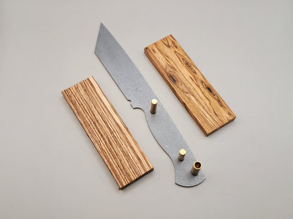 DIY Hunting Knife Making Kit: 9 Inch Tanto High Carbon Steel Blade, Exotic Wood Handles