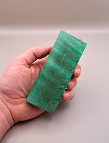 Stabilized Emerald Green Curly Maple Knife Handle Block – Resin Infused Wood for Knife Making