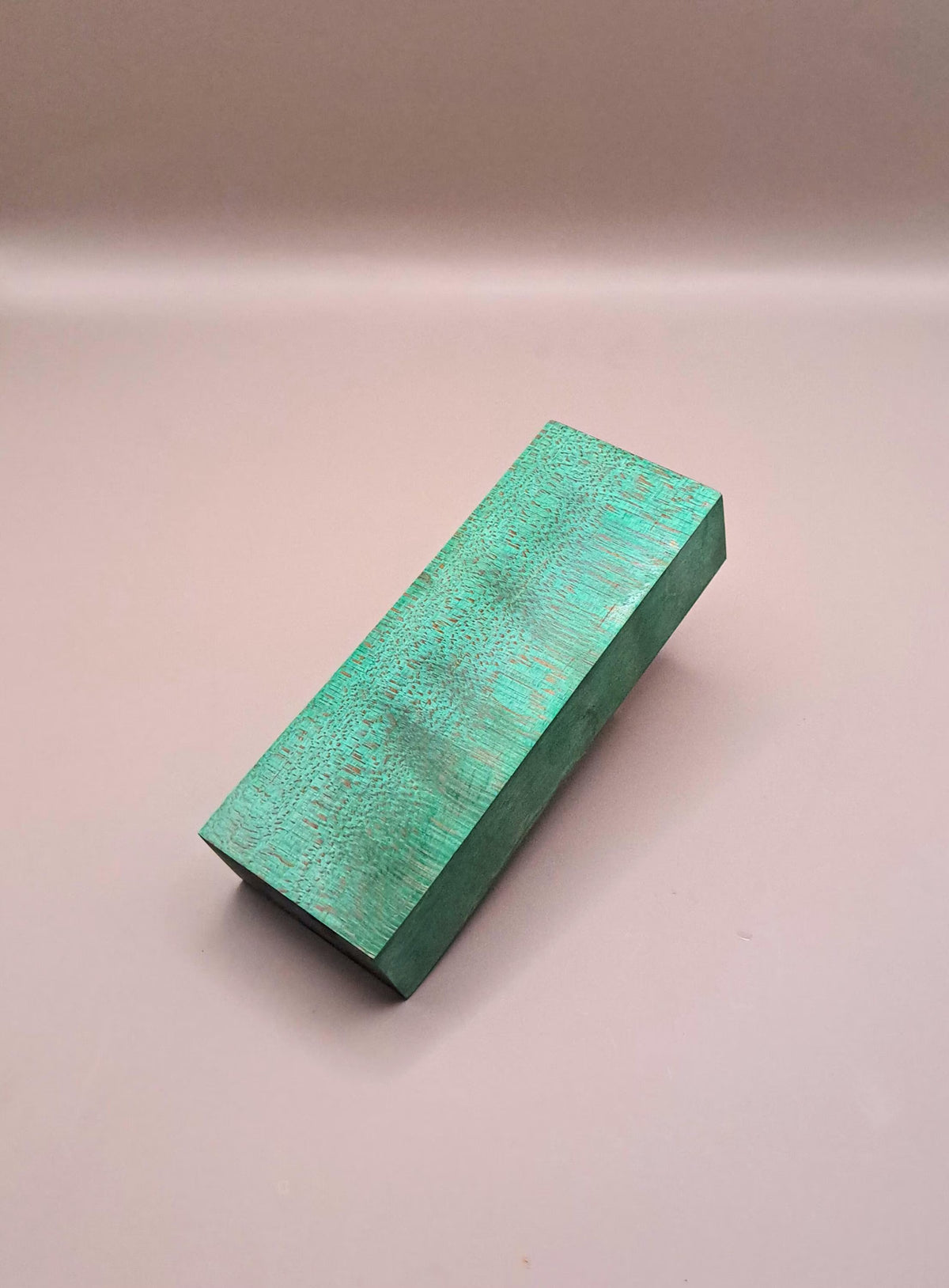 Stabilized Emerald Green Curly Maple Knife Handle Block – Resin Infused Wood for Knife Making