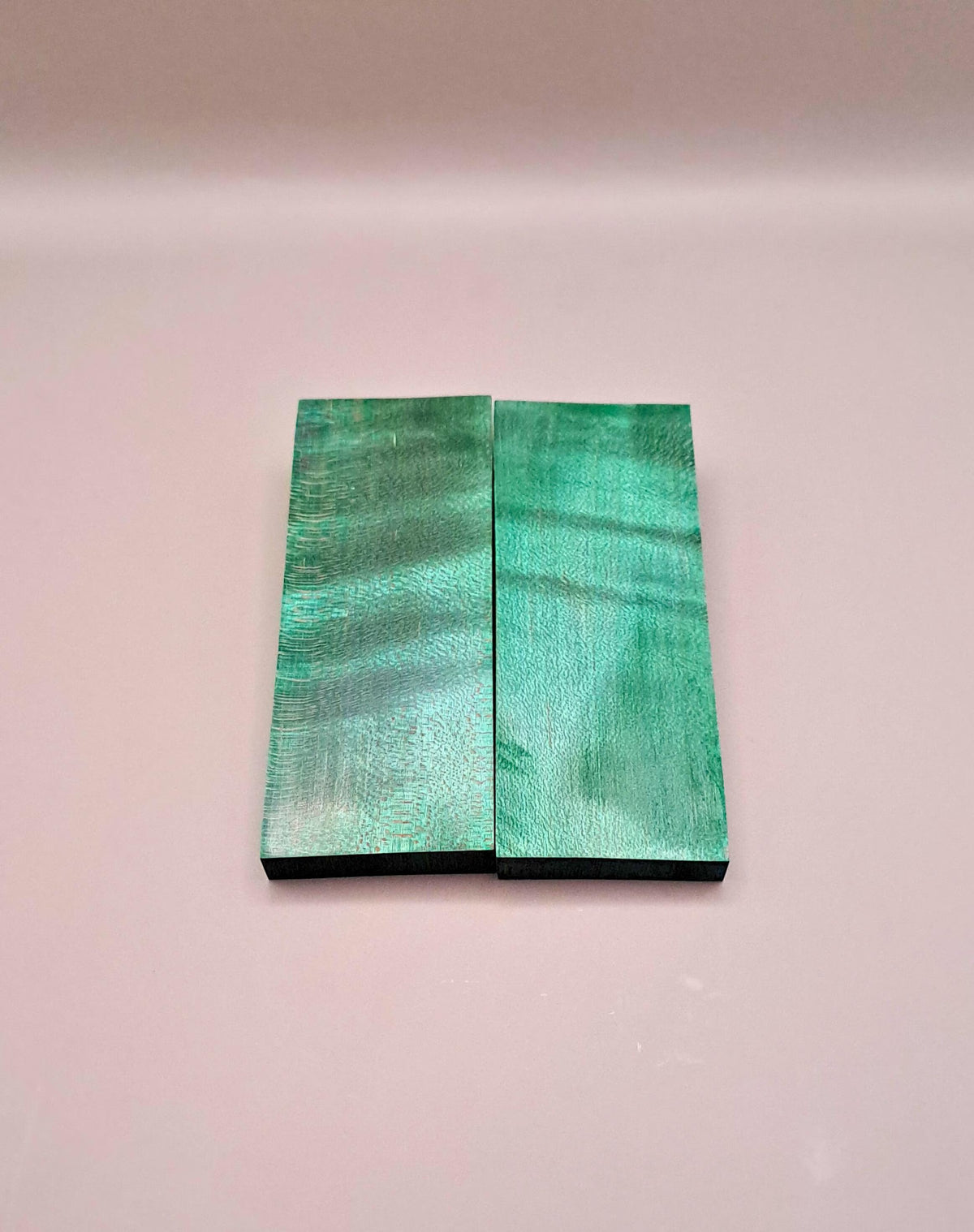 Stabilized Emerald Green Curly Maple Knife Scales – Emerald Dyed Handle Scales